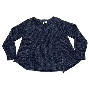 Anthropologie Moth v-neck pull over marbled navy cotton wool alpaca sweater